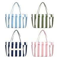 Sac fourre-tout matelassé en nylon rayé pour femme, avec une seule bandoulière, doublure en polyester, fermeture éclair, grande capacité, multi-poches