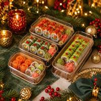Boîte à sushi de luxe jetable en papier kraft avec couvercle transparent en PET pour la restauration fine, vente en gros, OEM
