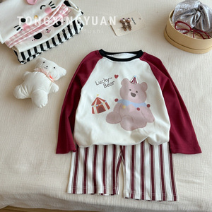 Childrens Pajama Set Pure Cotton Lycra Cotton Cartoon Print Autumn Sleepwear For Girls Size 90 100 110 120 130 140 - Product Image 2