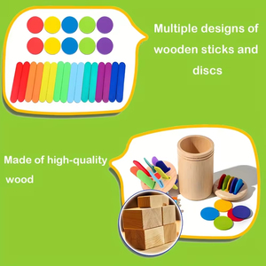 Juguetes Montessori para bebés, taza de clasificación de colores 3 en 1, juguetes para niños pequeños, <span class=keywords><strong>actividades</strong></span>, habilidades motoras finas, juguete sensorial de <span class=keywords><strong>madera</strong></span> para niños - Product Image 3