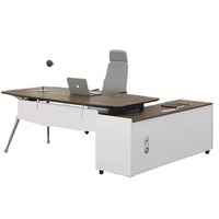 Bureau de direction moderne en bois LBZ40 personnalisé en forme de L avec armoire latérale, bureau de direction, bureau de patron, bureau de direction
