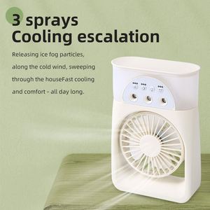 Ice Cooling Mist Desk 180° Wide Angle Air Supply 3 Speeds Top-Fill Water Tank Humidifying Portable <b>Table</b> Fan for Dorm Office - Product Image 2