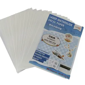 Papel adhesivo transparente para tobogán de agua de 20 hojas para impresora láser, transferencia de tobogán de agua personalizada, imprimible DIY, hecho de papel blanco