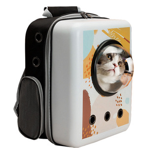Cat <b>Backpack</b> Portable Pet Outing Bag Square Breathable Space Capsule Double Back Cat Bag Outing Bag Portable <b>Small</b> Pet - Product Image 1