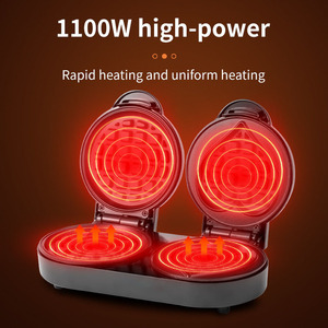 <b>Waffle</b> <b>Maker</b> 850 Double Electric Non-Stick Heart And Round Shape For Breakfast Baking - Product Image 5