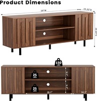 Meubles TV modernes du milieu du siècle, tables pour téléviseurs de 55 à 65 pouces, console multimédia en bois avec portes cannelées pour salon