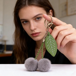 Mini Fruit Cherry Fur Ball Pom Pom Keychains <strong>Fake</strong> Faux Rabbit Fur Ball KeyRing Plush Ball Accessories <strong>Handbag</strong> Bag Charms Pendant - Product Image 4