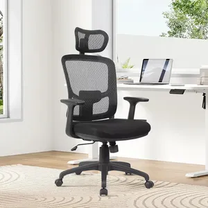 Kabel furnitur kantor Modern putar eksekutif Mesh ergonomis kursi kantor