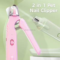 Coupe-griffes électrique 2-en-1 pour animaux de compagnie avec LED, rechargeable, pour chats et chiens, avec bac de récupération