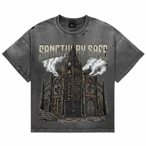 T-shirts en coton pour hommes de qualité supérieure, effet délavé, coupe oversize, personnalisés, style rétro, impression DTG, décontractés et respirants - Product Image 1