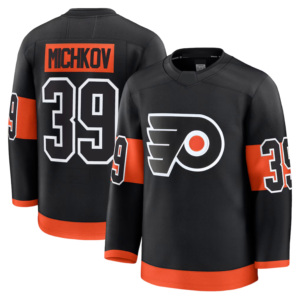 2026 Mannen Philadelphia 39 # Matvei Michkov 11 # Travis Konecny 46 # Trevor Zegras Home Premium Topkwaliteit Gestikt IJshockey Jersey - Product Image 2
