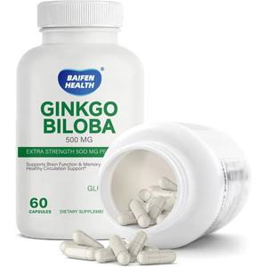OEM/ODM <span class=keywords><strong>Ginkgo</strong></span> <span class=keywords><strong>Biloba</strong></span> 125mg 60 Vegetarische Capsules Ondersteunt de Hersenfunctie, Equivalent aan 500mg per Portie voor Volwassenen - Product Image 3