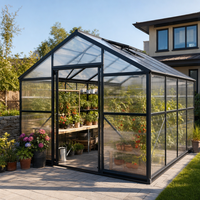 Serre de jardin extérieure en alliage d'aluminium avec structure robuste et panneaux en polycarbonate, résistante aux intempéries, véranda accessible, maison de jardin