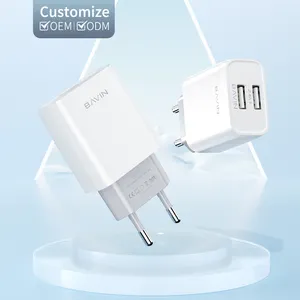 BAVIN Wholesale Prices PC956Y Plug Eu Dual Usb Portable Wall Charger With Cable Mobile Phone