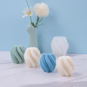 Hot Sale DIY Christmas Geometric Striped Column <b>Candle</b> Mold <b>Large</b> Rotating Wave Silicone - Product Image 3