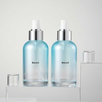 Emballage de cosmétiques de soin de la peau 40ml 100ml 120ml Bouteilles cosmétiques de luxe bleues graduées Ensemble d'emballages de soins de la peau