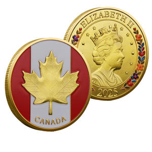 Herdenkingsmunt met gravure van Koningin Elizabeth II, elektrolytisch verzinkt ijzer, Canadese esdoorn, UV-stempeling, aangepast reliëf, gratis ontwerp - Product Image 1
