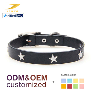 <span class=keywords><strong>Collier</strong></span> pour chien en cuir PU personnalisé de haute qualité avec clous étoiles, boucle métallique réglable et anneau en D, pour tous les chiens et chats - Product Image 1