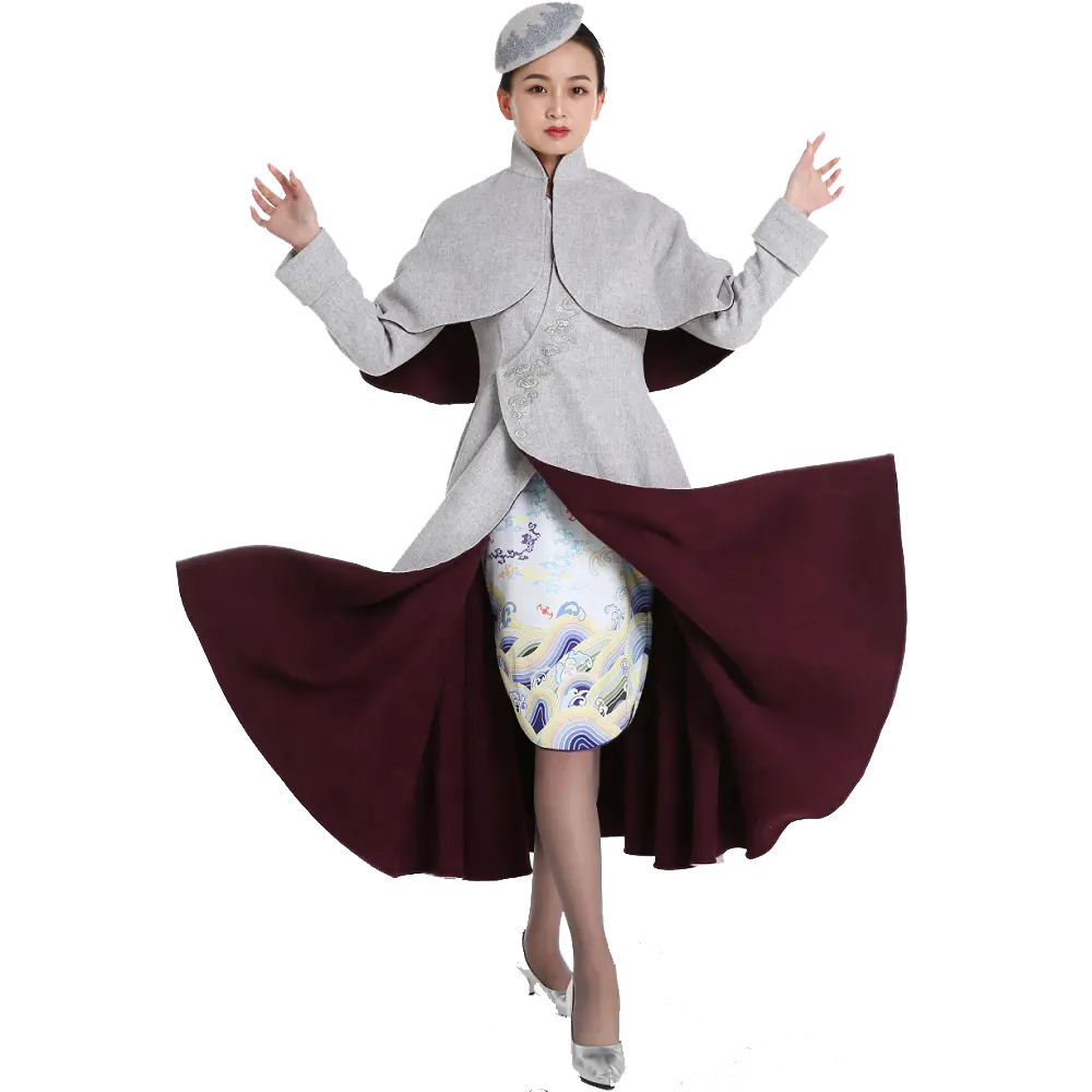 Custom Hainan Airline Stewardess Uniform with Cloud Embroidery