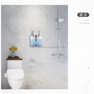 Distributeur mural <span class=keywords><strong>noir</strong></span> 2-en-1 Double support en acier inoxydable pour shampoing liquide et bouteille de <span class=keywords><strong>douche</strong></span> Distributeurs de savon pour les mains - Product Image 6