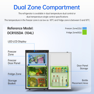 <span class=keywords><strong>Dual</strong></span> <span class=keywords><strong>Zone</strong></span> 12V/24V Nhanh Chóng Làm Mát Xe Tủ Lạnh 90L Xe Tủ Đông Máy Nén Loại RV Tủ Lạnh Cho Caravan Sử Dụng - Product Image 4