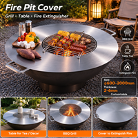 Barbecue extérieur multifonctionnel avec plaque de cuisson, poêle chauffant et table foyer pour barbecue, camping et préparation de thé