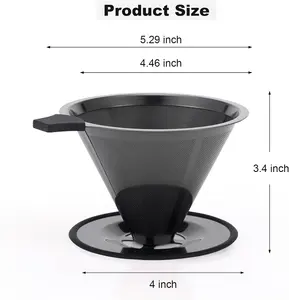 Залить кофеваркой из нержавеющей стали залить капельным кофейным фильтром ситечко для кофе 1-4 стакана (черный титан)