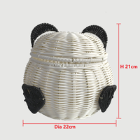 XH Mini panier de rangement en rotin en plastique en forme de Panda, panier cadeau en rotin en osier en résine tissé à la main avec couvercle