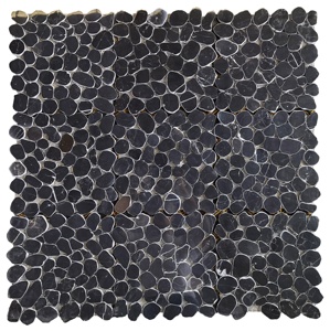Mosaik batu kerikil hitam jatuh buatan tangan marmer Cobble tidak beraturan ubin mosaik rusak untuk lantai - Product Image 3
