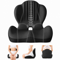 Coussin de soutien lombaire ergonomique et coussin de siège en mousse à mémoire de forme en forme de L, design creux pour le coccyx, adapté aux chaises de bureau et aux voitures