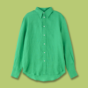 Camisa de Lino Tejido Informal de Verano para Mujer, Transpirable, con Protección Solar, Corte Clásico, Manga Larga Delgada, Disponible en Varios Colores - Product Image 3