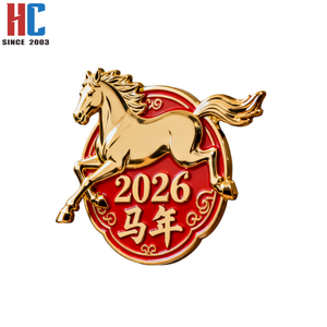 Aimant de réfrigérateur porte-bonheur en métal émaillé plaqué or, design moderne, personnalisé, Année du <span class=keywords><strong>Cheval</strong></span> chinois 2026, pour entreprise, Nouvel An, de notre usine avec 20 ans d'expérience - Product Image 4