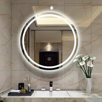 Miroir de salle de bain rond intelligent à LED sans cadre anti-buée avec capteur tactile