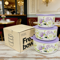 Ensemble de 3 bols à riz en porcelaine, coffret cadeau fraîcheur, couleur personnalisable, compatible lave-vaisselle et micro-ondes, vente chaude