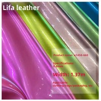 Kain Kulit PU Metalik Berkilau Kristal TPU Iridescent Laser Pearlescent, Kulit Sintetis Mikrofiber 0.8mm untuk Tas Koper