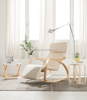Fauteuil inclinable en bois courbé avec repose-pieds réglable, couleurs personnalisables, design moderne pour salon et hôtel