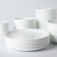 Service de vaisselle en porcelaine fine blanche de qualité supérieure, rond, empilable, pour salade, soupe, fruits, riz, bol de service, compatible lave-vaisselle et four, portable