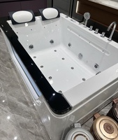 Moderna Bañera de Hidromasaje Acrílica de 2 Plazas con Doble Almohada y Chorros de Agua