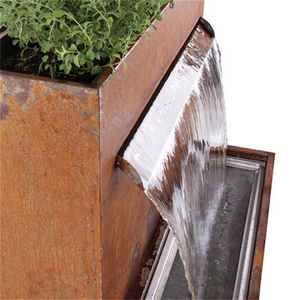 Fontaine murale moderne en acier corten, cascade rectangulaire, ornement de jardin, extérieur/intérieur, finition naturelle - Product Image 3