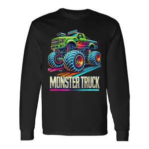 T-shirt à manches longues rétro vintage Monster Trucks pour les fêtes d'anniversaire, T-shirt promotionnel sur le thème des Monster Trucks - Product Image 1