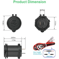 12V/24V 48W Çift USB QC 3.0 Tip C PD Hızlı Araç Şarj Soketi Güç Çıkışı Motosiklet Araba Kamyon SUV RV ATV Tekne için