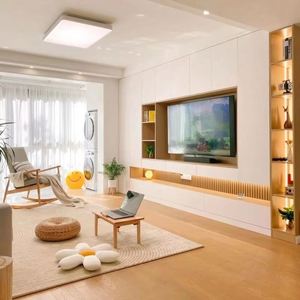 Modern Luxury Solid Wood <b>TV</b> Stand Simple Design Wall-Mounted <b>Unit</b> for Living Room Apartment <b>Bedroom</b> Hotel with Full Wall Storage - Product Image 1