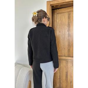 Veste en polaire noire pour femme, manteau d'hiver chaud avec poches, grande taille, vêtements d'extérieur tendance, décontracté, manches longues - Product Image 1