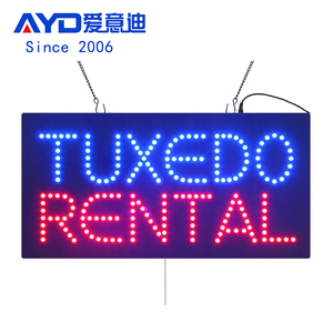 Letrero Led de <span class=keywords><strong>alquiler</strong></span> de esmoquin para interiores de 12x24 pulgadas, cartelera de tienda de ropa abierta Led acrílica - Product Image 1