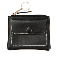 Grosir dompet kecil portabel PU dompet penyimpanan kancing ritsleting tas koin kantung lipstik tempat kartu pendek dompet gantungan kunci Mini