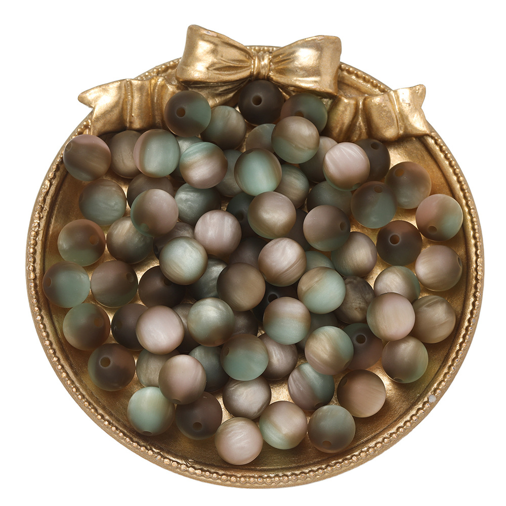 iridescent matte beads - pinkish-brown-green