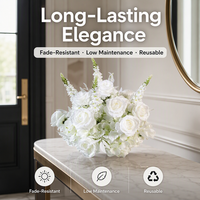 Bouquet de roses artificielles en soie blanches, fleurs artificielles au toucher réel pour la décoration de la maison, de la table à manger, des lieux de mariage, vente en gros de fleurs