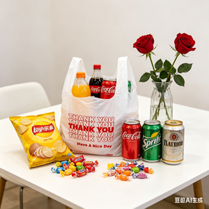 Disposable Durable HDPE Vest <b>Bags</b> Hand Length Handle for Fruit Shop Fresh Produce Vegetable Stall Seafood Market Daily <b>Packing</b> - Product Image 1