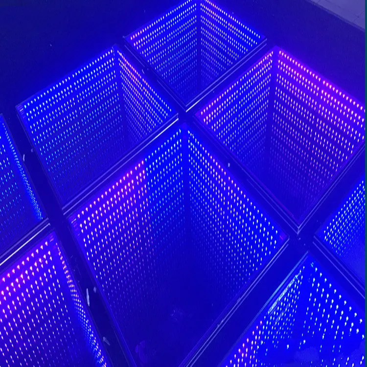 תהום עמוקה מנהרת קסם מראה 3D רצפת ריקודי שלב תאורת פנל Quadrel בריק מנורת לחץ שלב אור