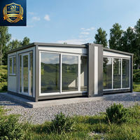 Maison conteneur moderne extensible 20ft 40ft à assemblage rapide, avec panneaux solaires, maison préfabriquée modulaire pliable pour petit magasin ou café (garantie 5 ans)